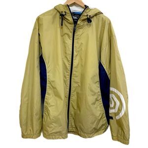 OP Vintage Rain Jacket Men’s XL Tan Navy Blue Full Zip Hood.
